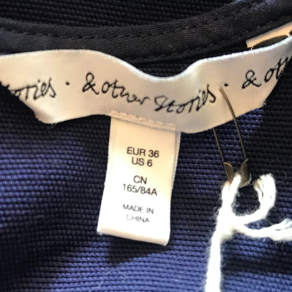 & Other Stories | Navy Cotton Lace-Up Dress 6 - Picture 7 of 9